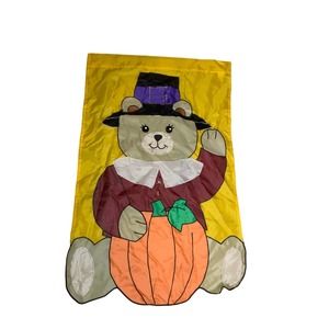 Vintage Thanksgiving Bear Go Fly A Kite garden flag